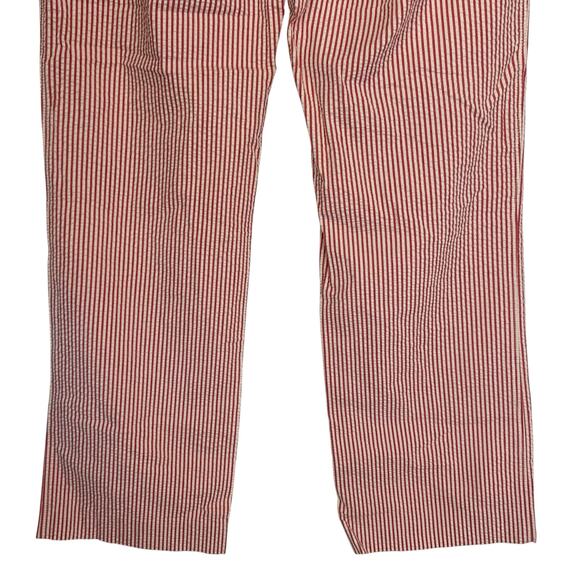 J. Crew Striped Seersucker Pants Red White Straight Leg Stretch 59798 Size 0 - Picture 8 of 10
